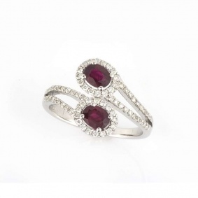 18k White Gold Ruby and Diamond Dress Ring 0.89ct